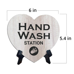 Signs ByLITA Heart Hand Wash Station, Wood Color, Table Sign (6"x5")