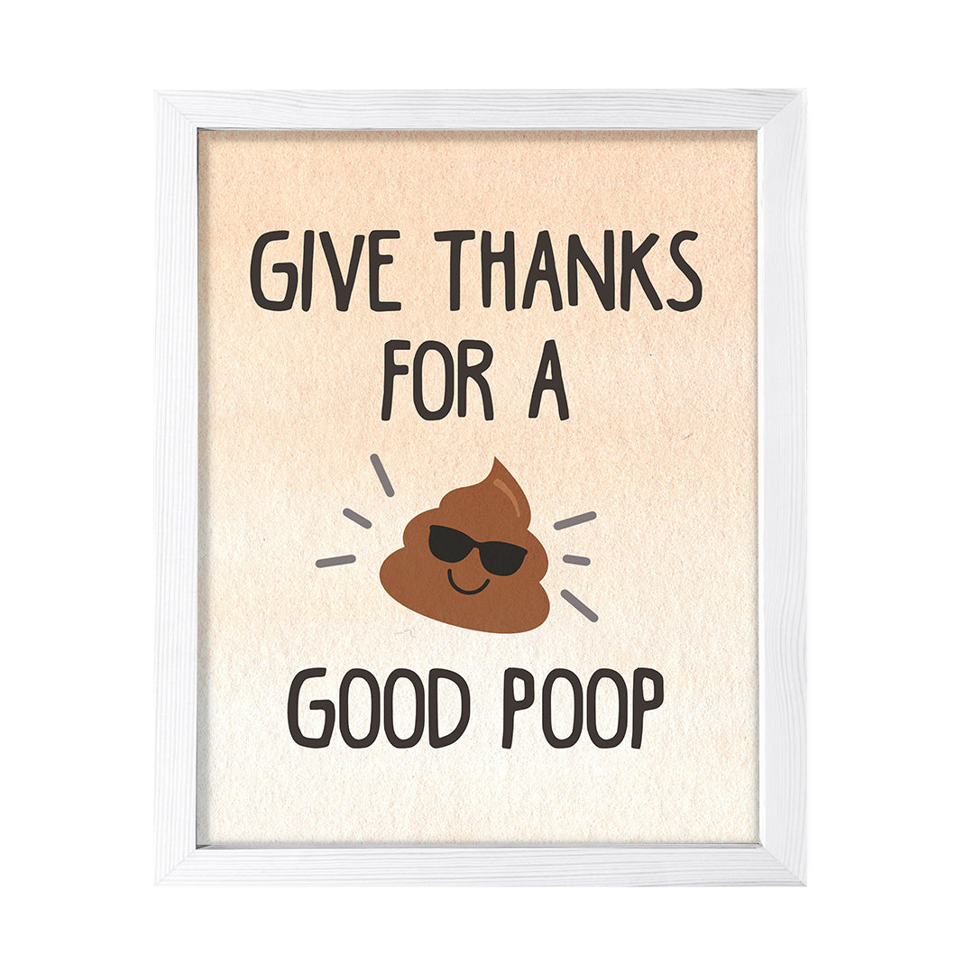 Give Thanks for a Good Poop, Bathroom Framed Wall Art, Home Décor Prints