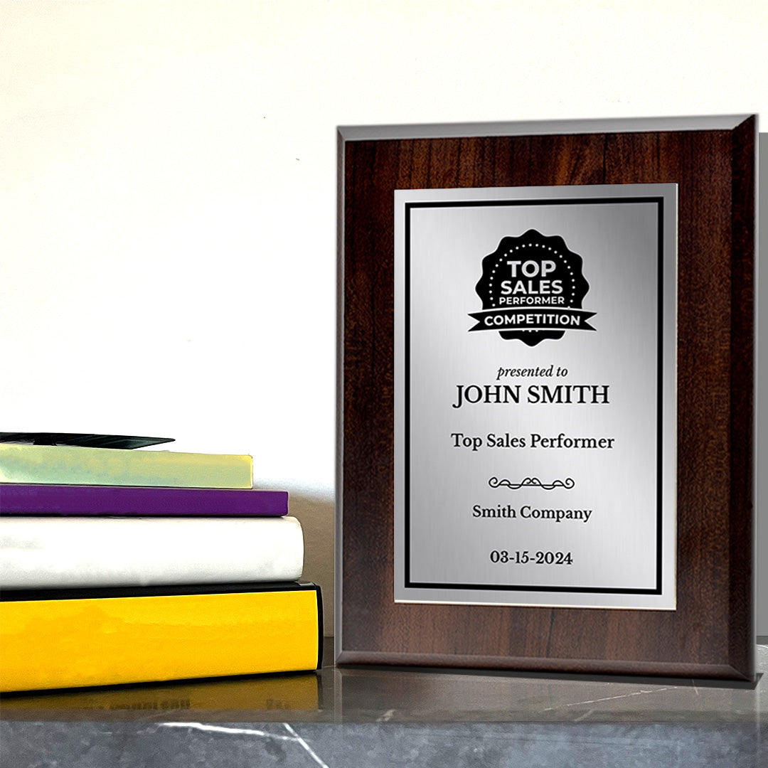 Top Sales Performer Competition Customizable Award Plaque | Easel Mount Option | Achievement and Recognition Personalizable Plaques