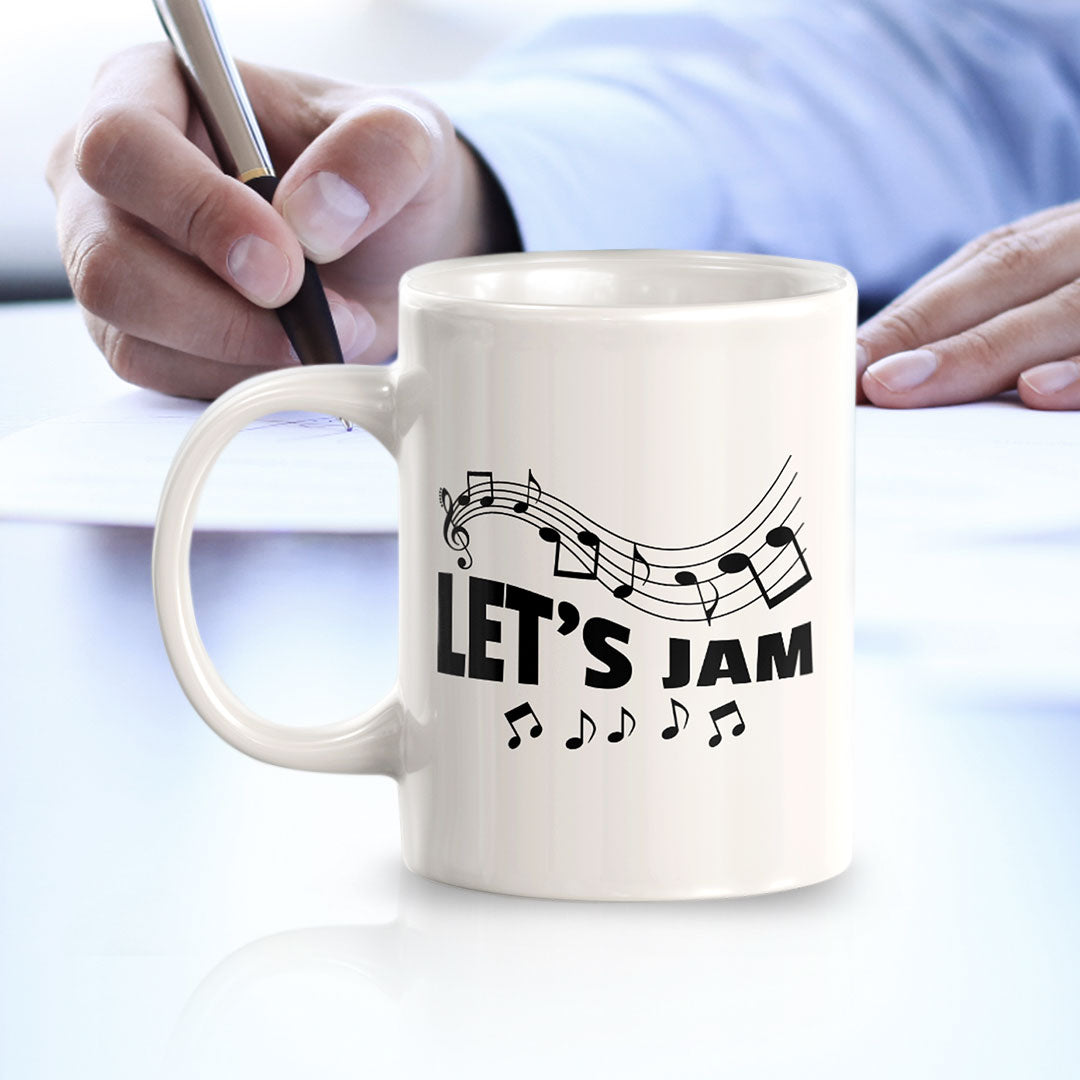 Let's Jam 11oz Plastic or Ceramic Mug | Novelty Cup for Musicians