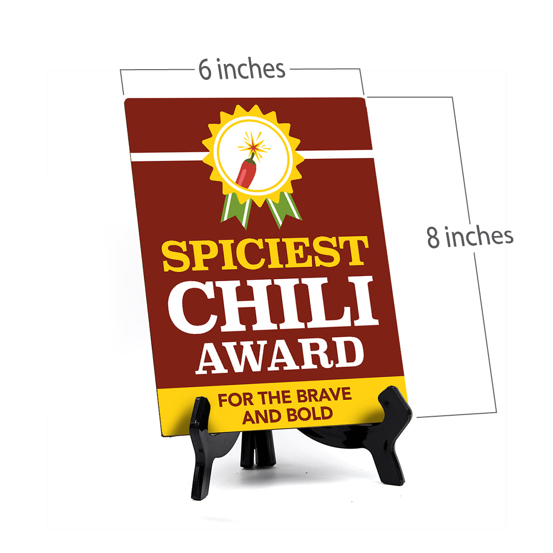 Signs ByLITA Spiciest Chili Award: For the Brave and Bold Table Sign with Acrylic Stand (6x8“)