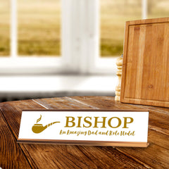 Signs ByLITA Bishop An Amazing Dad and Role Model Gold Frame, Desk Sign (2x8")