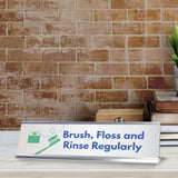 Signs ByLITA Brush, Floss and Rinse Regularly Dental Office Decor Silver Frame, Desk Sign (2x8“)