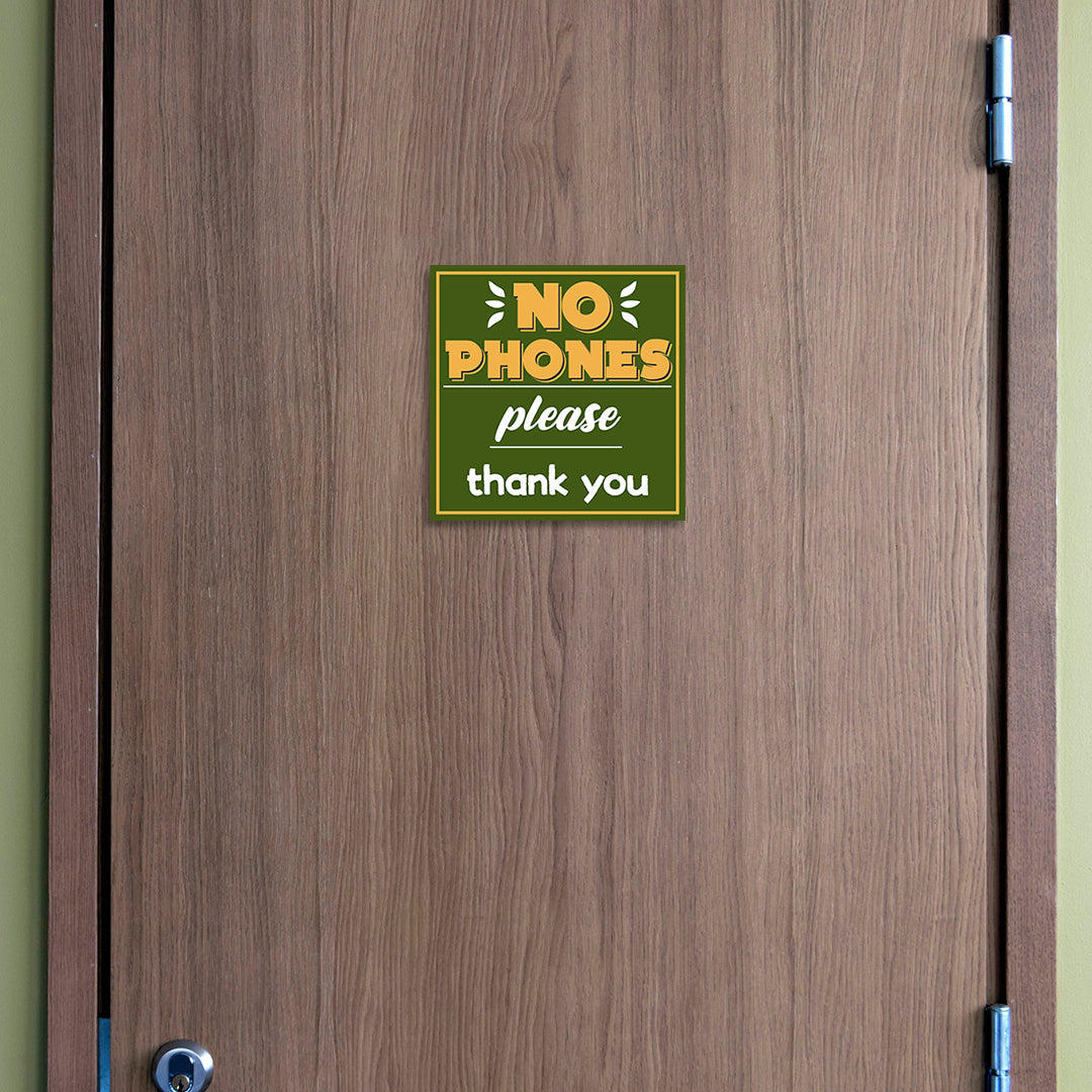 Square Plus No Phones Please Thank You Wall or Door Sign | Public Spaces Signage