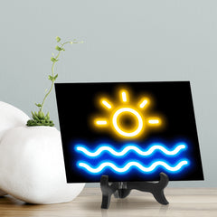 Sun Neon Graphic Style Table Sign with Acrylic Stand (6x8“) | Live Streamer Gaming Themed Decoration