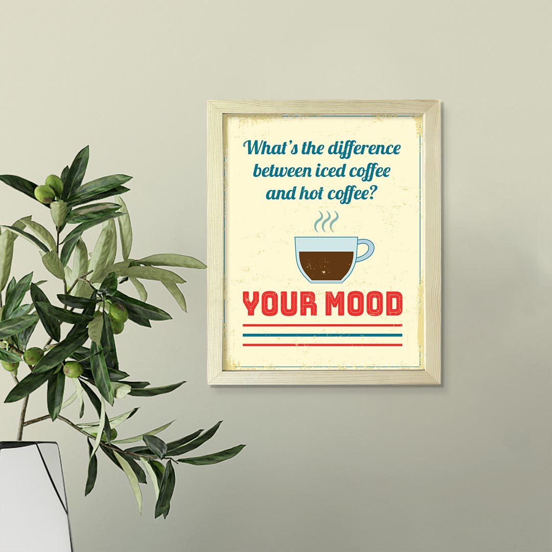 Signs ByLITA What’s the difference between iced coffee and hot coffee? Your Mood, UNFRAMED Print Inspirational Wall Art