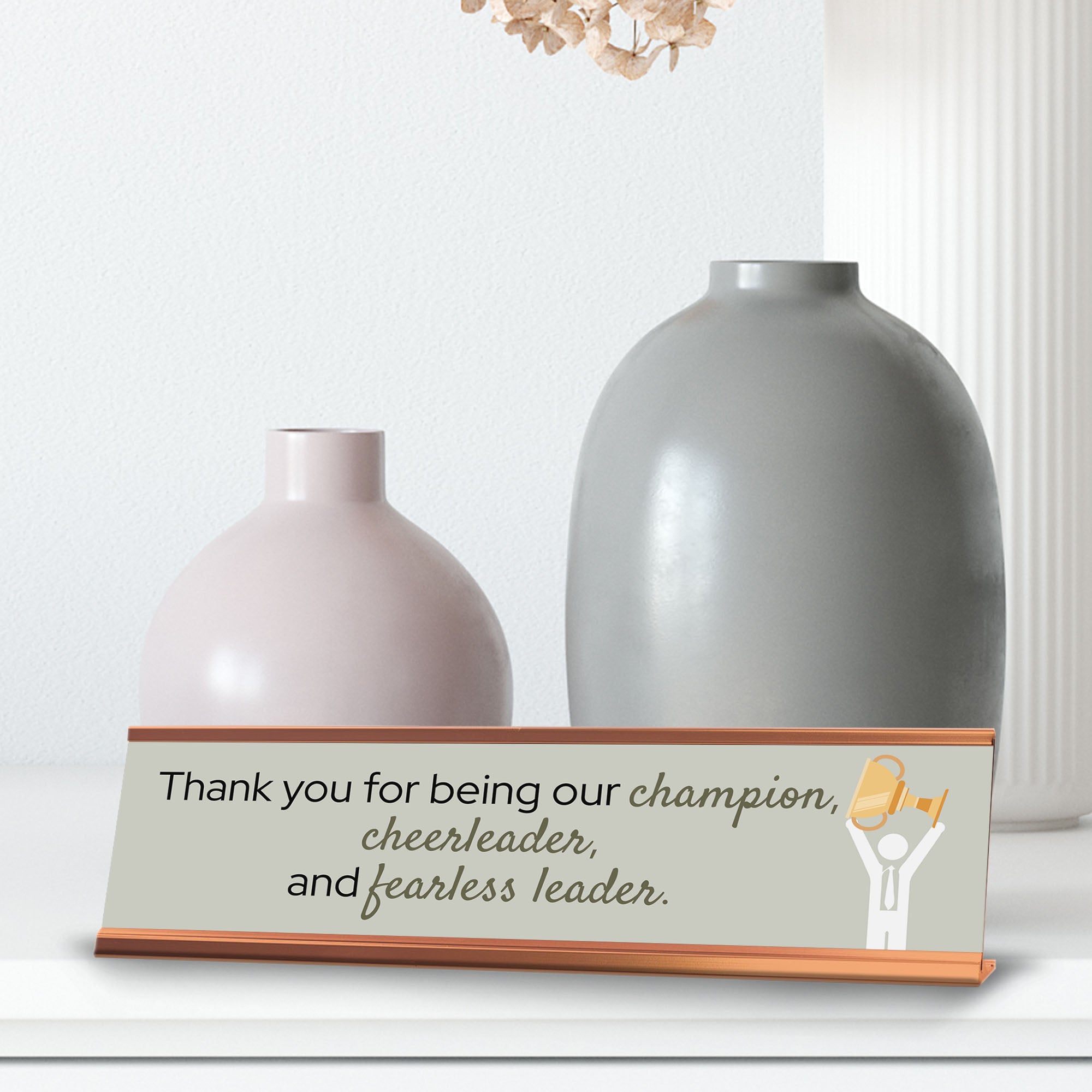 Signs ByLITA Thank You For Being Our Champion, Our Cheerleader, And Our Fearless Leader Gold Frame, Desk Sign (2x8")