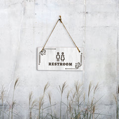 Restroom 5x10 Hanging Plus Wall or Door Sign | Religious Rustic Wood Sign