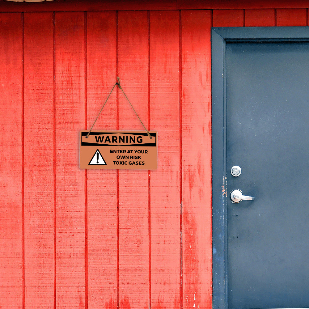 Warning Enter At Your Own Risk Toxic Gases 5" x 10" Hanging Wall or Door Sign | Safety Signs