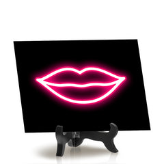 Kiss Neon Graphic Style Table Sign with Acrylic Stand (6x8“) | Live Streamer Gaming Themed Decoration
