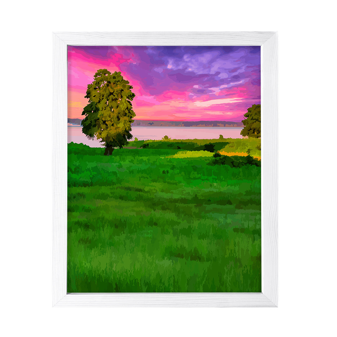Rose Tinted Rural Sunset, Framed Print Sign Easy Installation | Beautiful Sunsets | Stylish Modern Decoration For The Home and Office