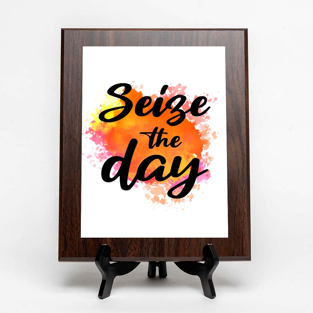 Seize The Day Decorative Wall Plaque (Full Color) | Positive Affirmation Inspiration Décor