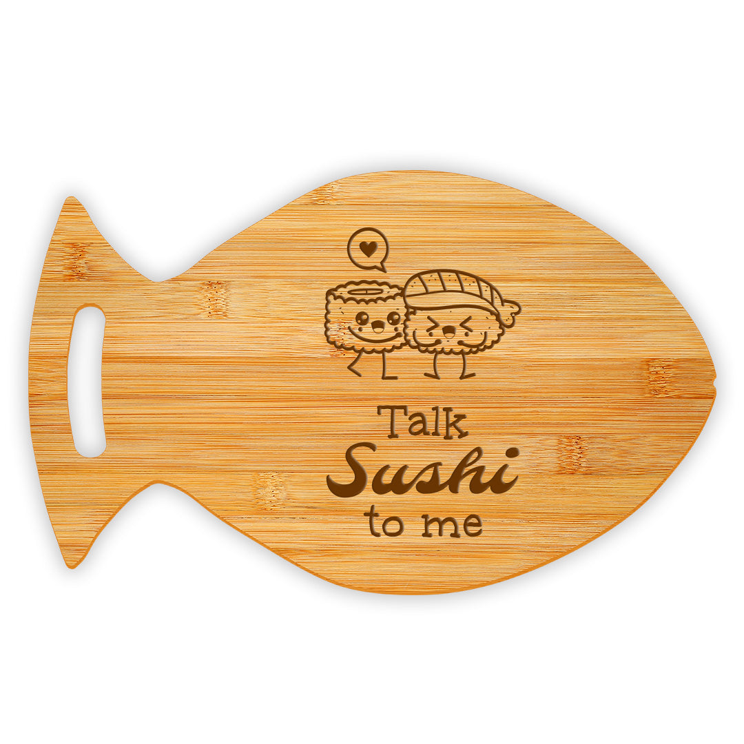 Talk Sushi To Me 14 x 8.5" Fish Shape Cutting Board | Decorative Kitchen Accessory For Sushi Lovers