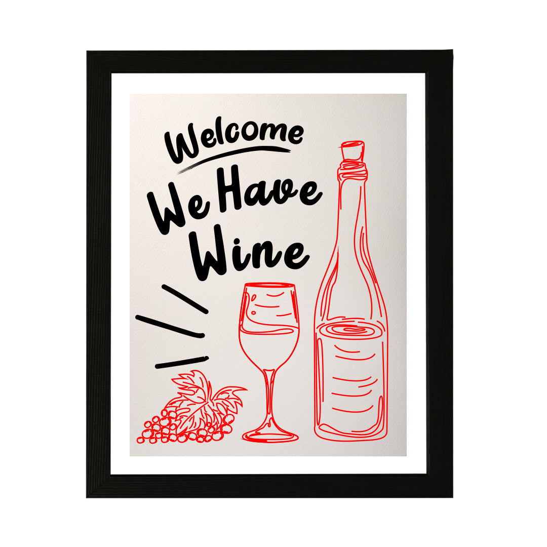 Designs ByLITA Welcome We Have Wine, Wall Print Art | Retro Kitchen Decoration
