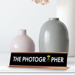 The Photographer Camera, Rose Gold Frame, Desk Sign (2x8)