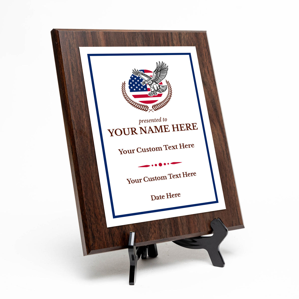 Thank You For Your Service Military and First Responders Customizable Award Plaque |Easel Mount Option | Patriotic Recognition of Achievement and Service Personalizable Plaques