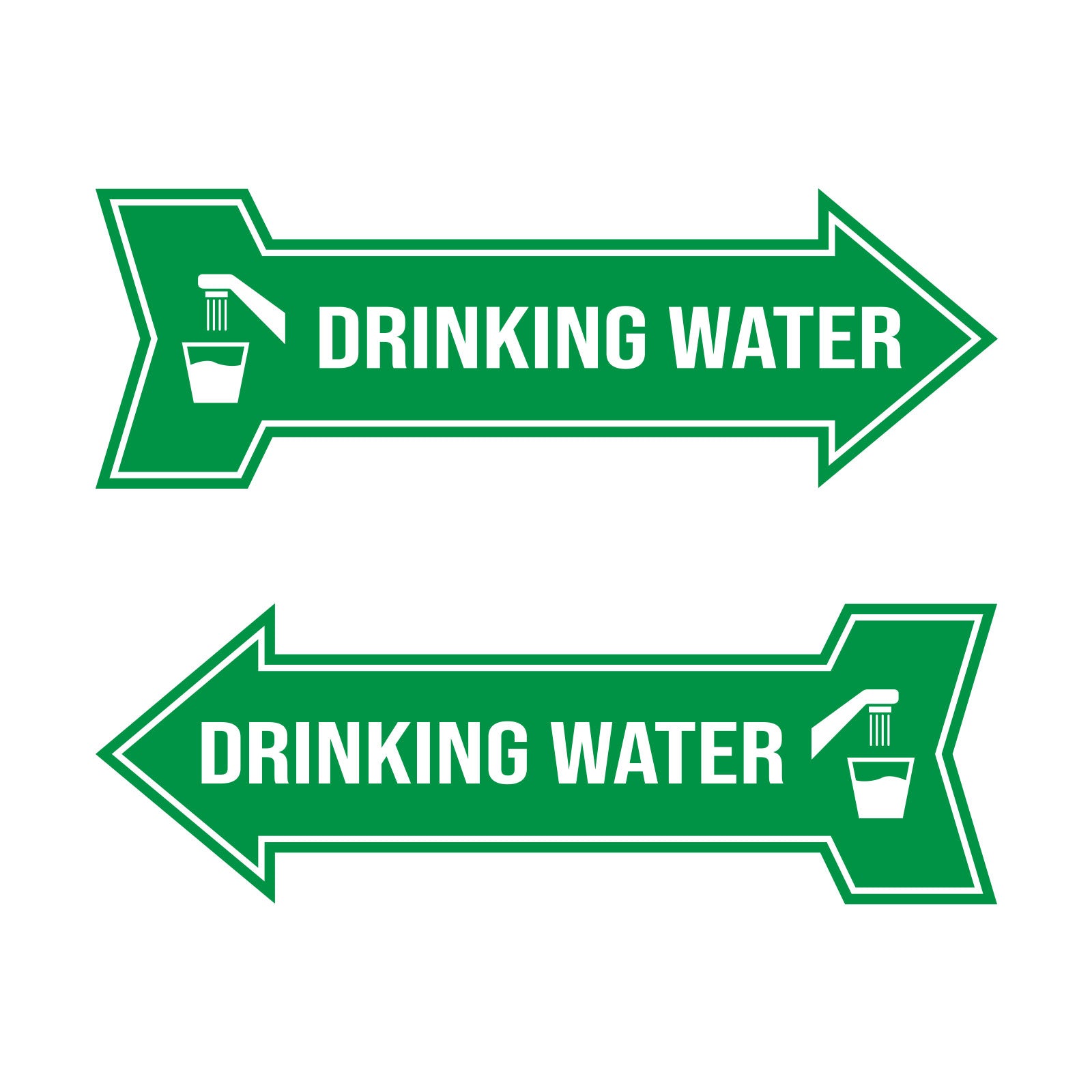 Arrow Shape Drinking Water 12x4" Wall or Door Sign | Public Signage