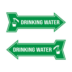 Arrow Shape Drinking Water 12x4" Wall or Door Sign | Public Signage