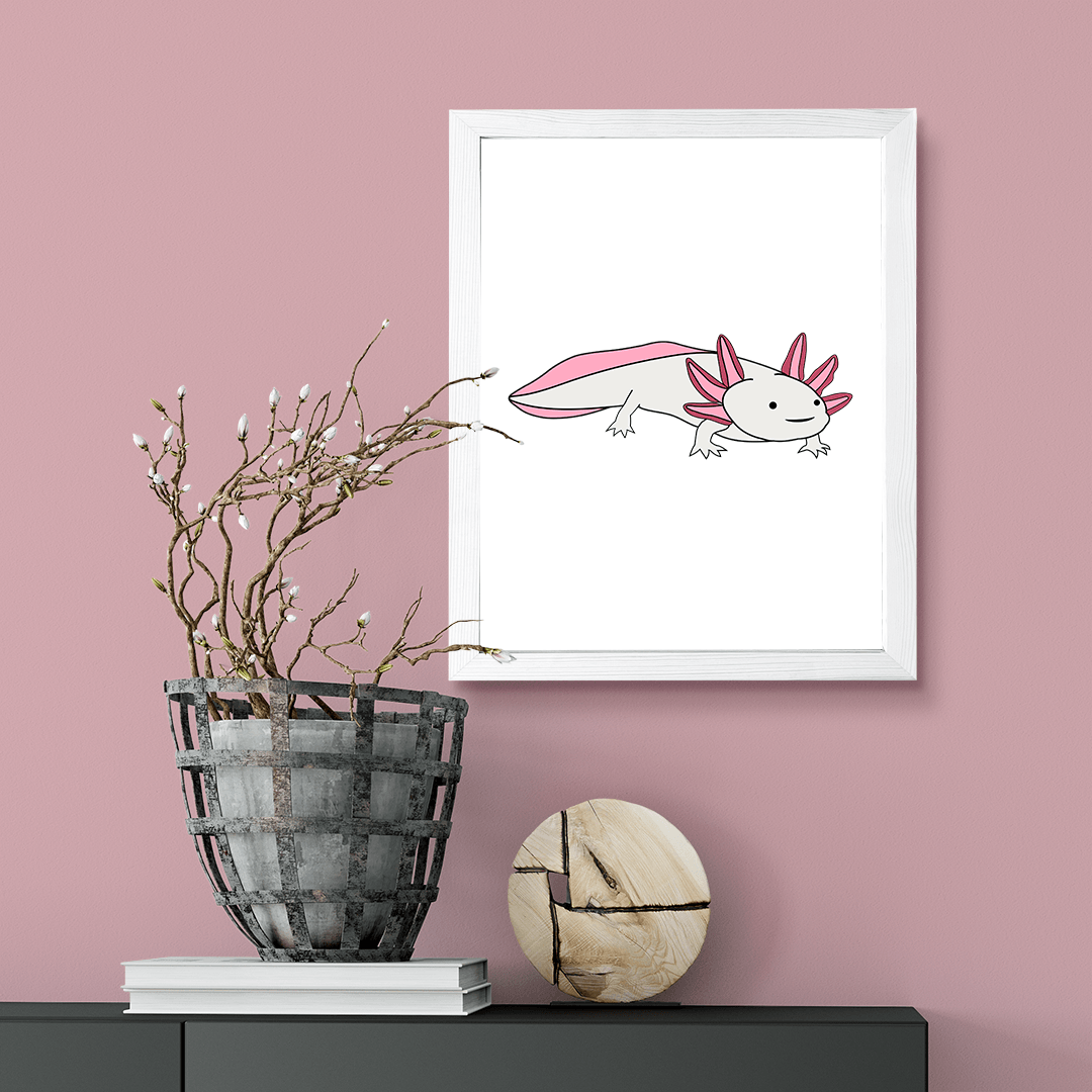 Designs ByLITA Axolotl, Wall Print Animals Art | Family Presents | Bedroom | Stylish Kindergarten Decor