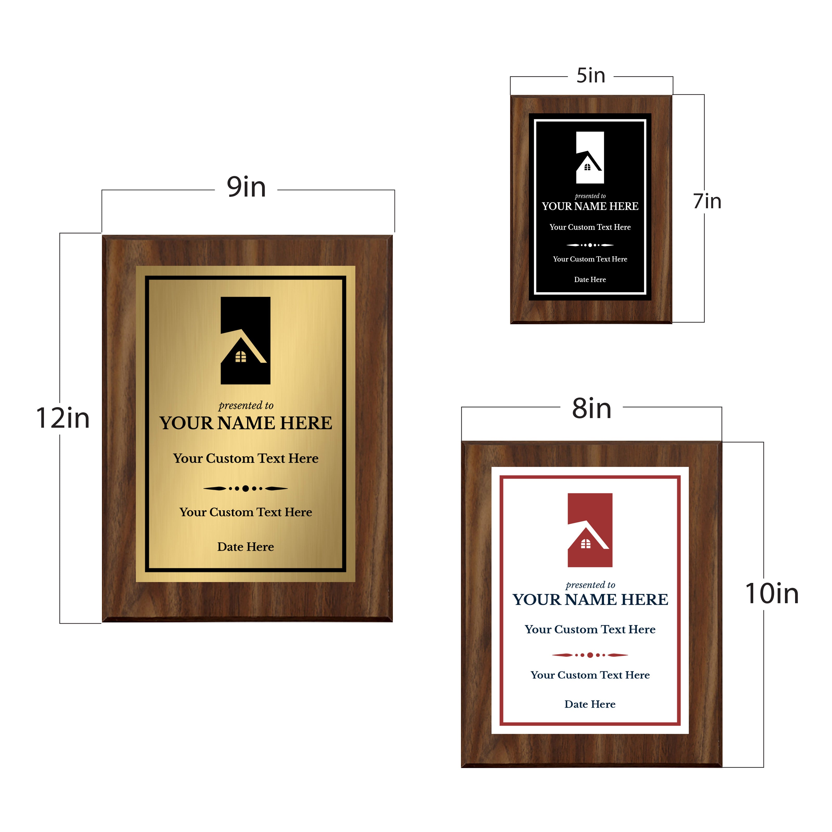 Real Estate Theme Customizable Award Plaque |Easel Mount Option | Recognition of Achievement and Service Personalizable Plaques