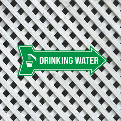Arrow Shape Drinking Water 12x4" Wall or Door Sign | Public Signage