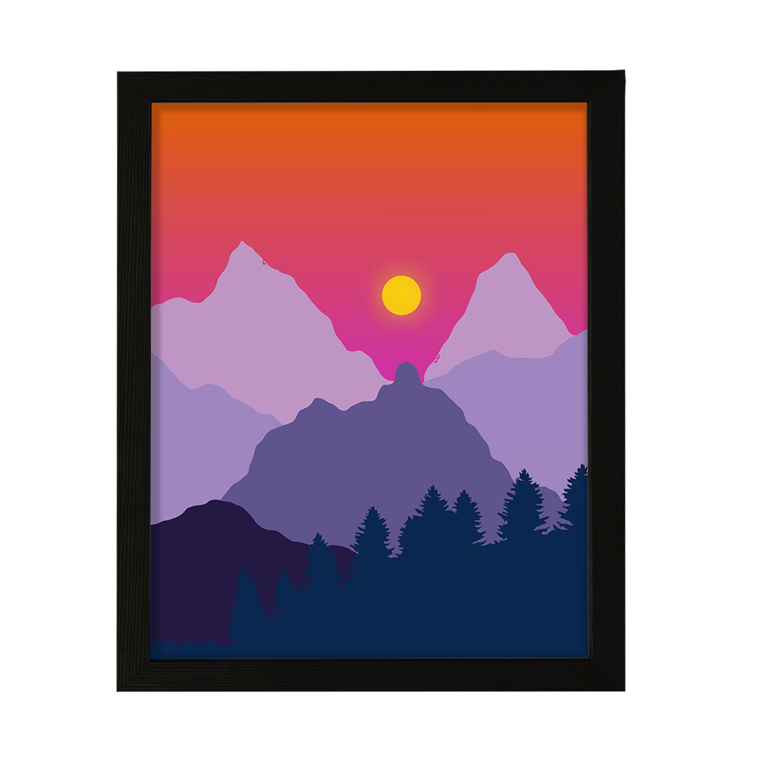 Designs ByLITA Purple Dawn Mountain Sunrise, Wall Print Art | Beautiful Flowers | Stylish Modern Decoration For The Home and Office