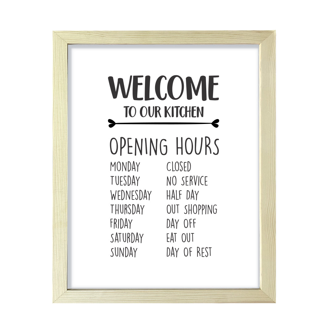 Welcome To Our Kitchen, Framed Wall Art, Home Décor Prints