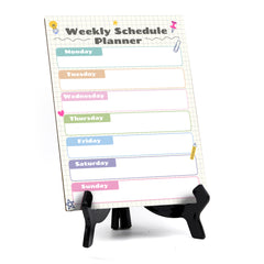 Weekly Schedule Planner Dry Wipe Liquid Chalk Table Sign (6x8") Office And Home Reminders | Personal Schedule | No Pen Included