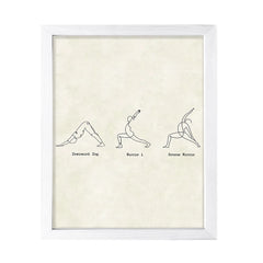 Downward Dog, Warrior 1, Reverse Warrior Yoga Pose, FRAMED Print Yoga Wall Art
