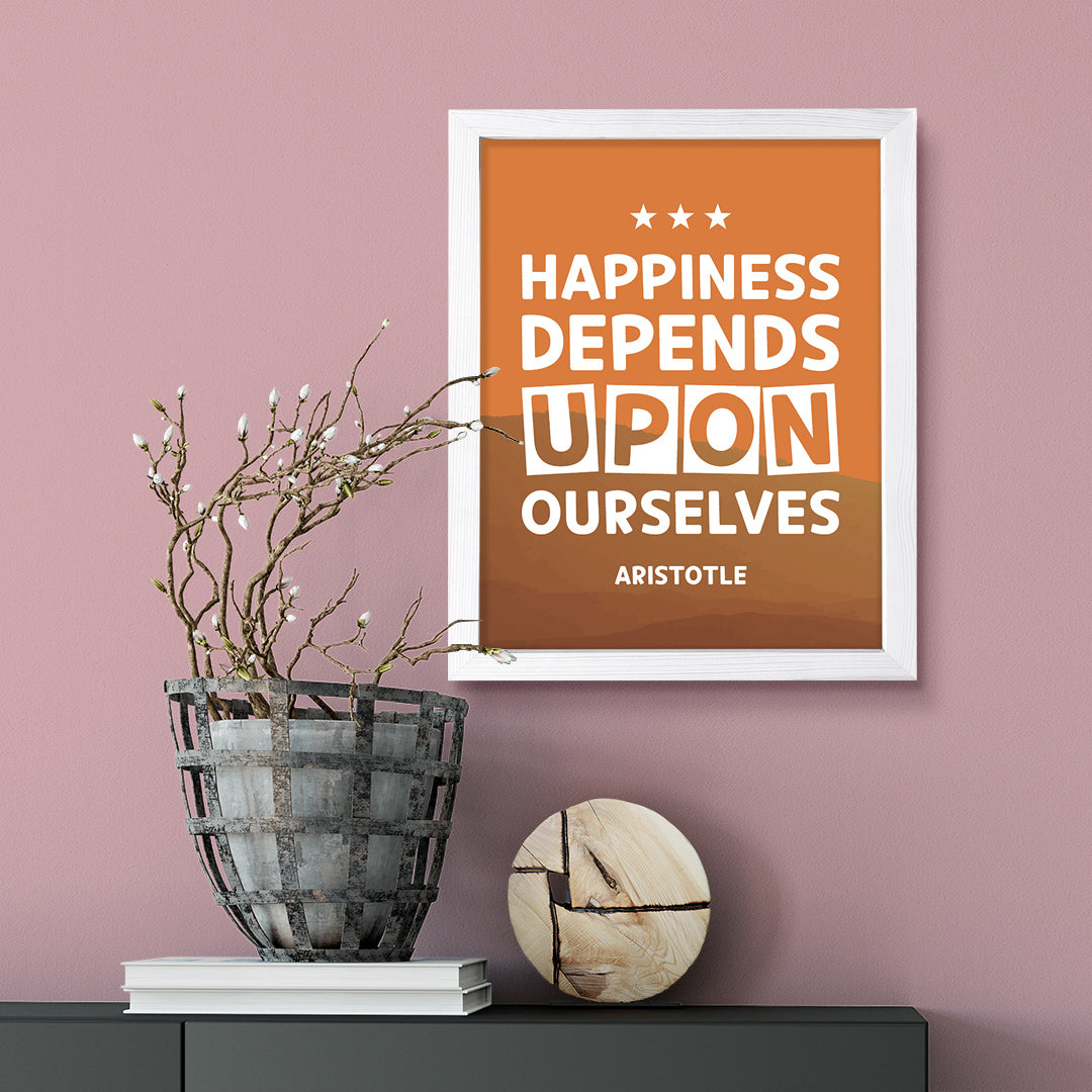 Designs ByLITA Happiness depends upon ourselves - Aristotle Framed Print Inspirational Wall Art