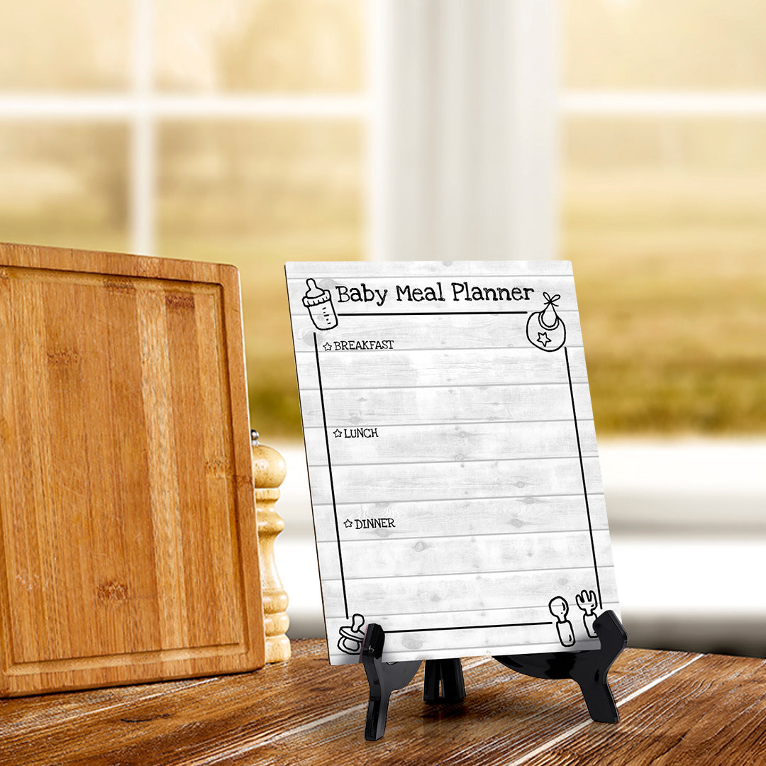 Baby Meal Planner Breakfast, Lunch, Dinner (bullet list) Wipe Dry Table Sign (6x8") Office And Home Reminders | Personal Schedule | No Pen Included