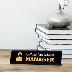 Signs ByLITA Culture Operations Manager Black Frame Desk Sign (2x8")