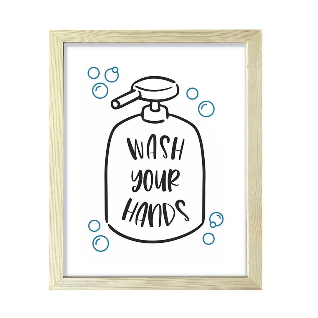 Wash Your Hands, Bathroom Framed Wall Art, Home Décor Prints