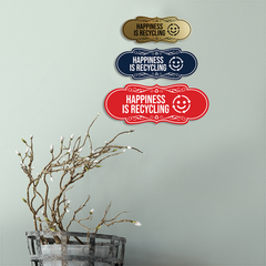 Signs ByLITA Designer Happiness Is Recycling Wall or Door Sign