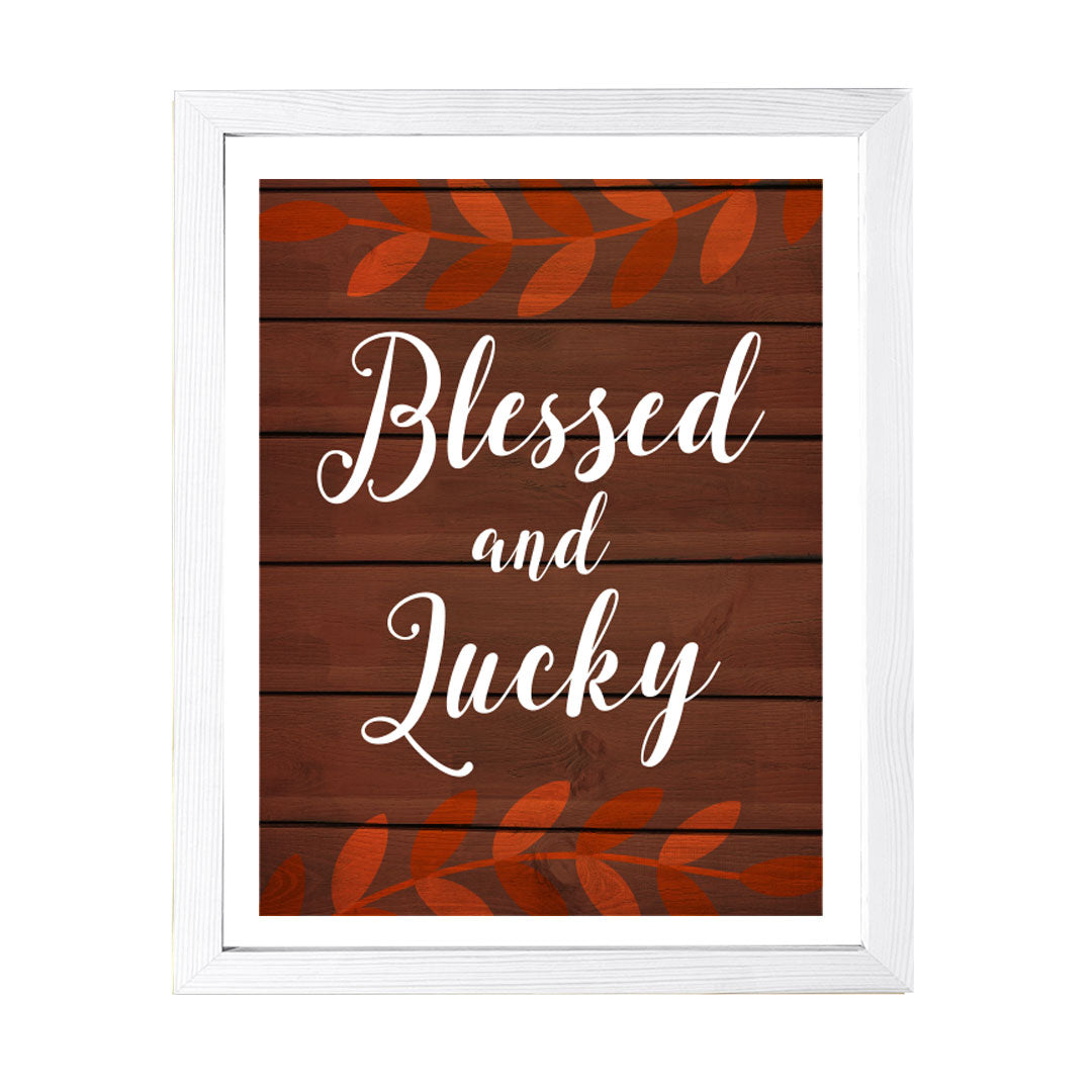 Designs ByLITA Blessed And Lucky, Framed Wall Art Print | Religious Church & Home Decor