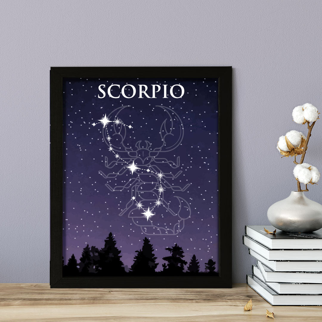 Designs ByLITA Scorpio Zodiac Sign Night Sky, Wall Print Art | Home and Office Decor | Astrology Star Sign Bedroom Decoration | Perfect Gift
