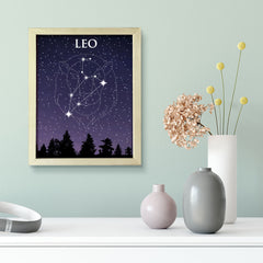 Designs ByLITA Leo Zodiac Sign Night Sky, Wall Print Art | Home and Office Decor | Astrology Star Sign Bedroom Decoration | Perfect Gift