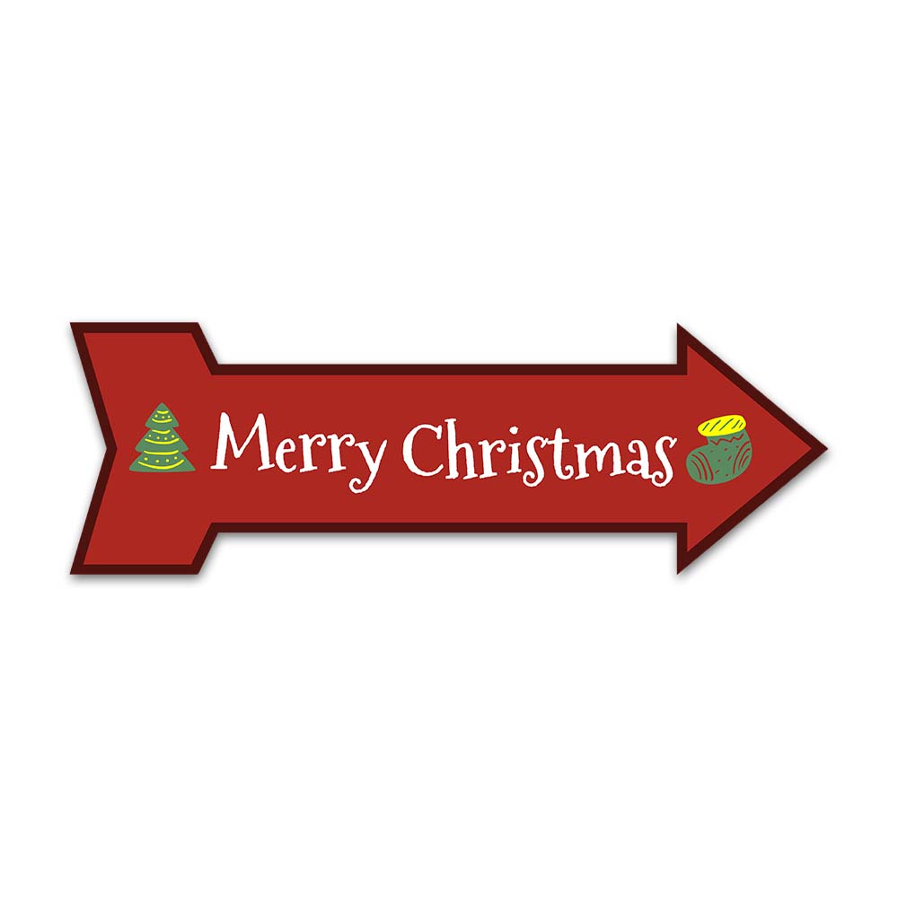 Arrow Shape Merry Christmas 12x4" Wall or Door Sign | Holiday Decoration