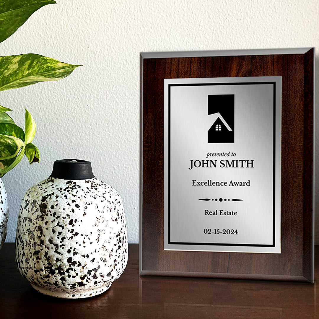 Real Estate Theme Customizable Award Plaque |Easel Mount Option | Recognition of Achievement and Service Personalizable Plaques