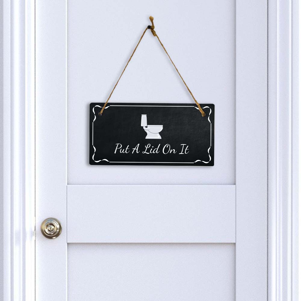 Put A Lid On It 5x10 Hanging Plus Wall or Door Sign | Funny Home Decor