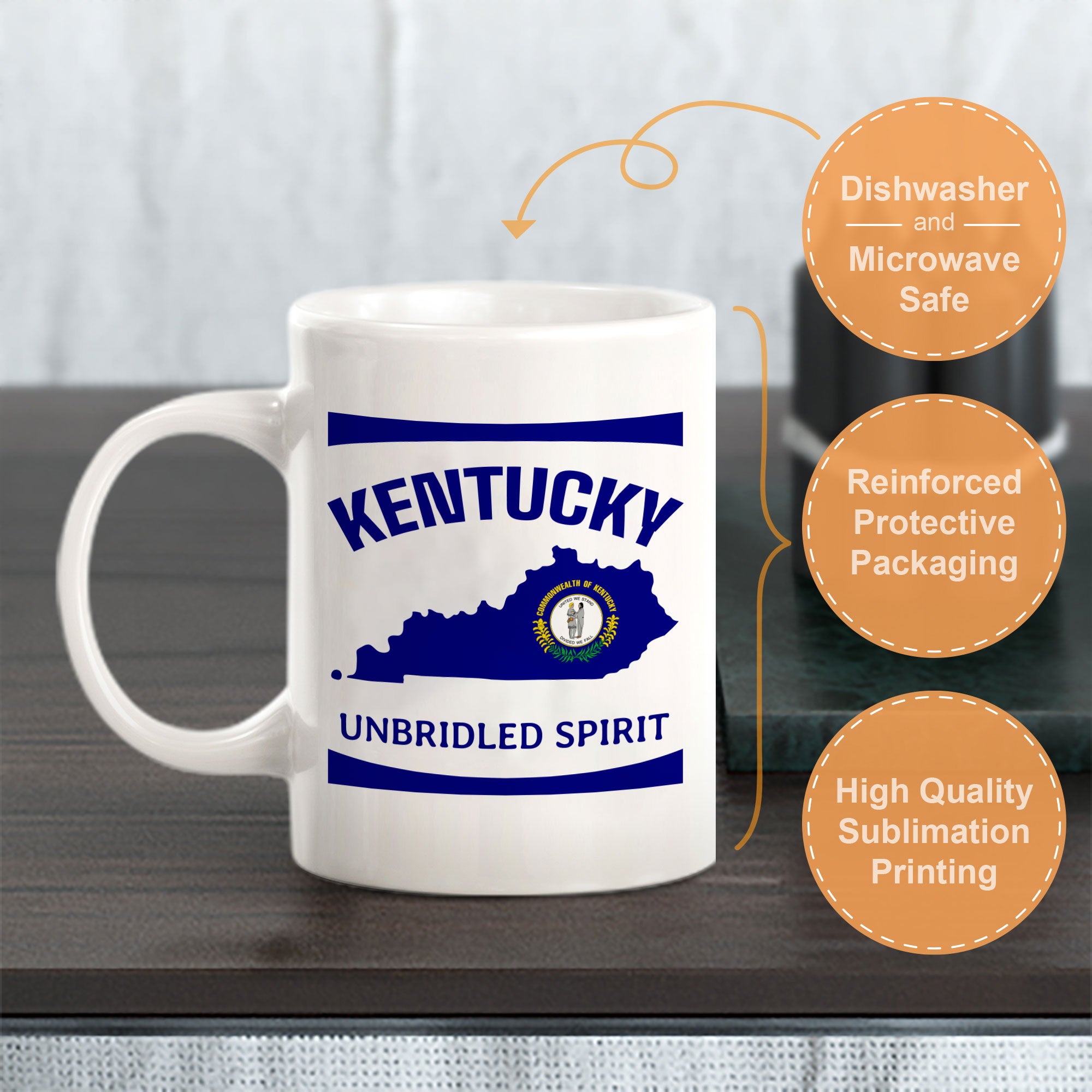 Designs ByLITA Kentucky: Unbridled Spirit 11oz Plastic or Ceramic Coffee Mug | State Pride Collection