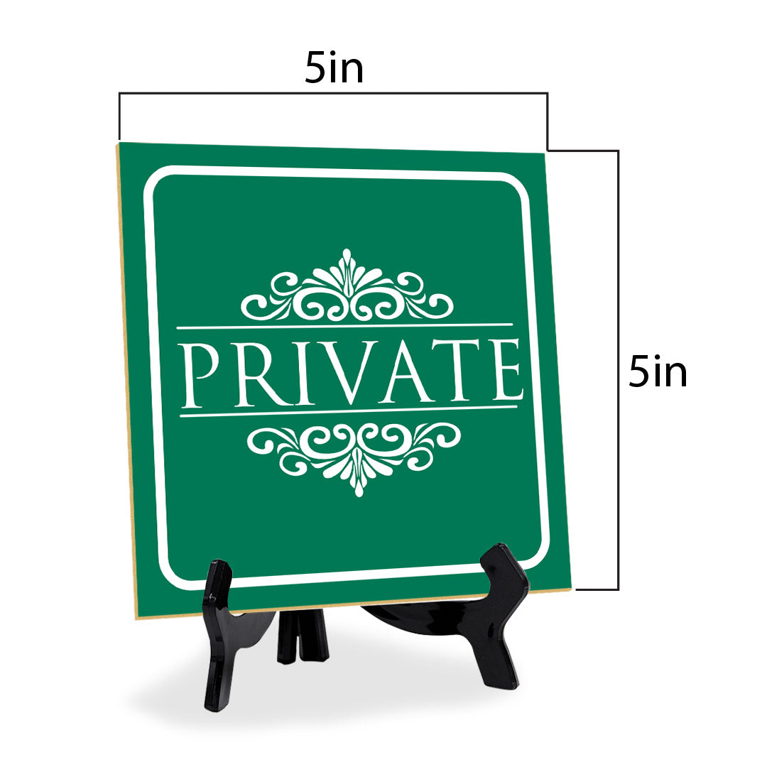 Private 5"x 5" Square Table Sign With Acrylic Easel | Home & Office Decor