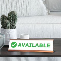 Available, Green Black Frame Desk Sign (2 x 8")