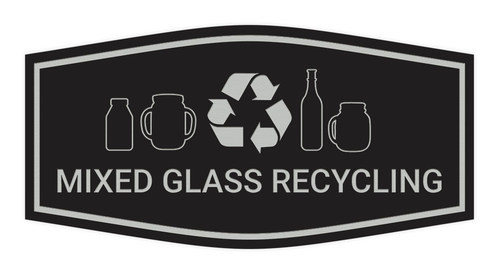 Fancy Mixed Glass Recycling Wall or Door Sign