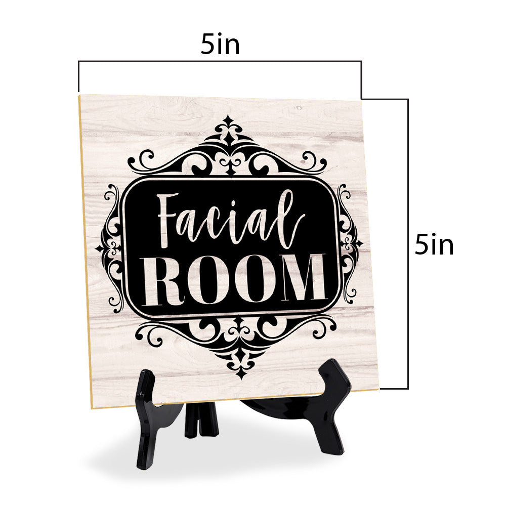 Facial Room 5"x 5" Square Table Sign With Acrylic Easel | Home & Office Decor