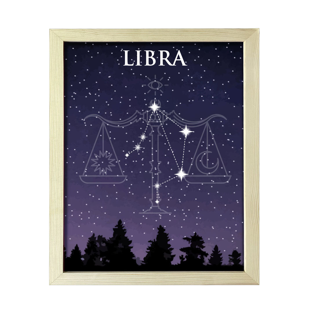 Designs ByLITA Libra Zodiac Sign Night Sky, Wall Print Art | Home and Office Decor | Astrology Star Sign Bedroom Decoration | Perfect Gift