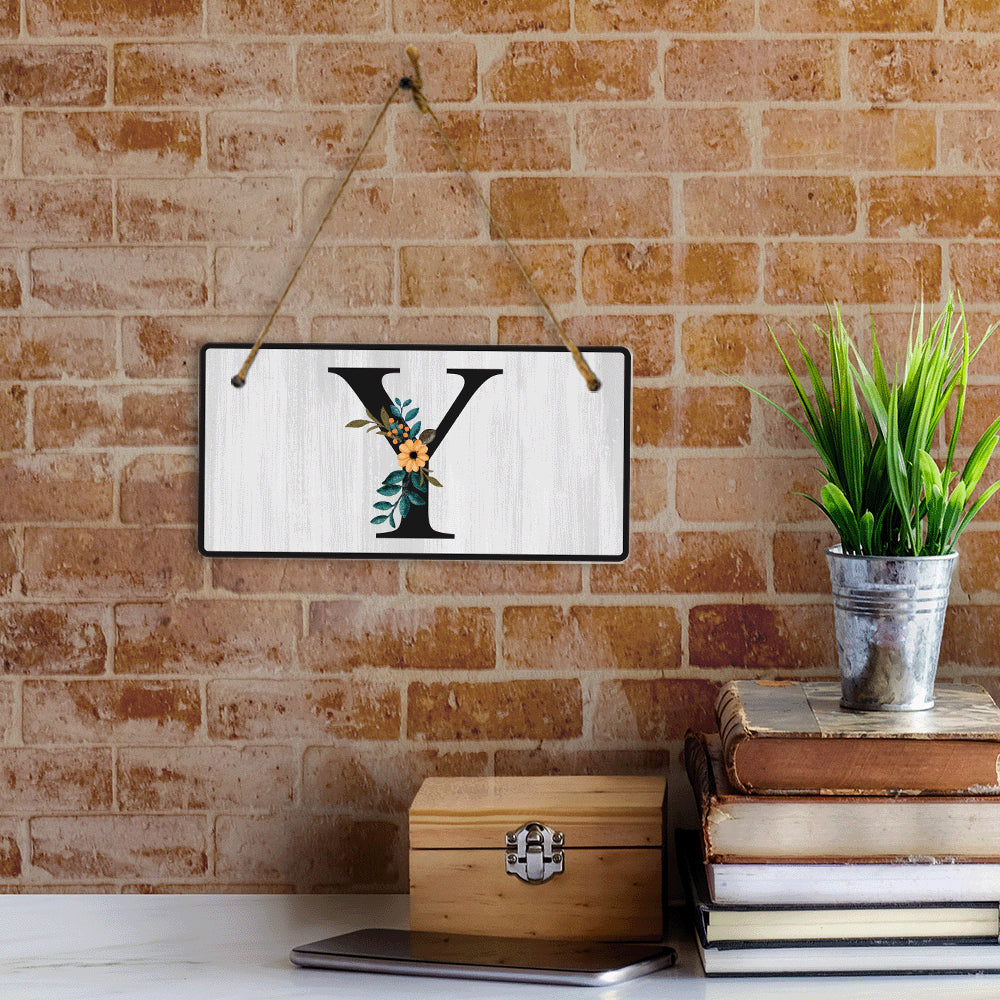 Y Flower Decor 5x10 Hanging Wall or Door Sign | Alphabet Letter Room Decoration