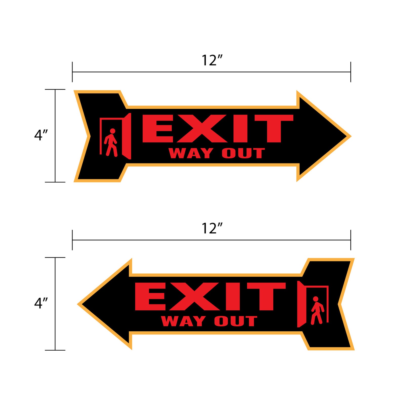 Arrow Shape Exit Way Out 12x4" Wall or Door Sign | Public Signage