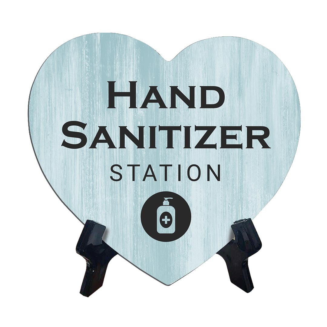 Signs ByLITA Heart Hand Sanitizer Station, Wood Color, Table Sign (6"x5")