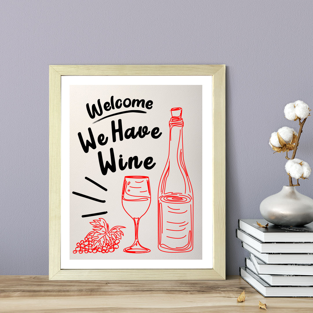 Designs ByLITA Welcome We Have Wine, Wall Print Art | Retro Kitchen Decoration